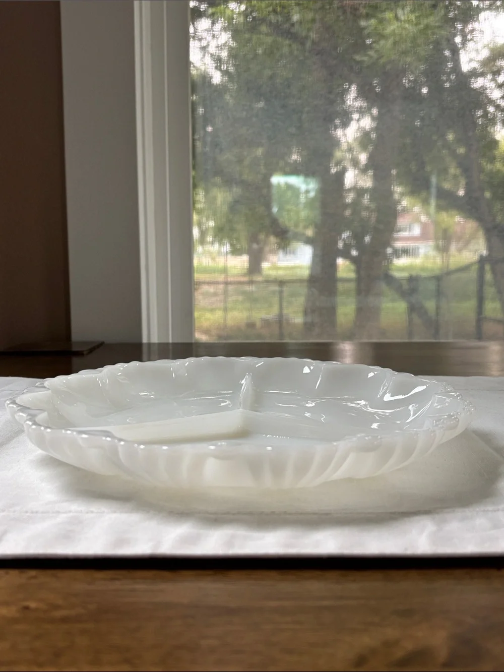 Vintage Anchor Hocking Milk Glass 3 Section Relish Tray